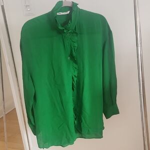 Green Ruffled Women's Top